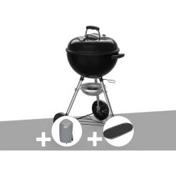 Barbecue à Charbon Weber Original Kettle E-4710 47 Cm + Housse + Plancha - Noir