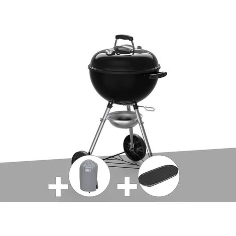 Barbecue à Charbon Weber Original Kettle E-4710 47 Cm + Housse + Plancha - Noir