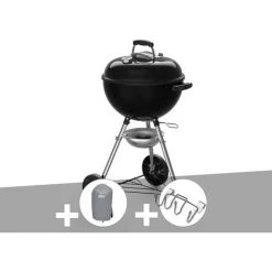 Barbecue à Charbon Weber Original Kettle E-4710 47 Cm + Housse + Support Accessoires - Noir
