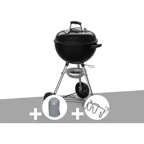 Barbecue à Charbon Weber Original Kettle E-4710 47 Cm + Housse + Support Accessoires - Noir