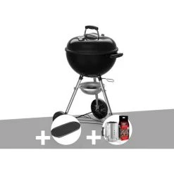 Barbecue à Charbon Weber Original Kettle E-4710 47 Cm + Plancha + Kit Cheminée - Noir