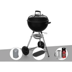 Barbecue à Charbon Weber Original Kettle E-4710 47 Cm + Housse + Plancha + Kit Cheminée - Noir