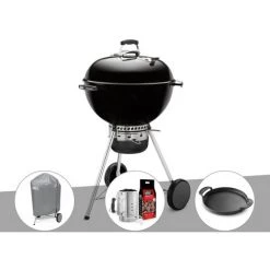 Barbecue Weber Master-Touch GBS 57 Cm Noir + Housse + Kit Cheminée + Plancha - Noir