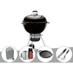 Barbecue Weber Master-Touch GBS 57 Cm Noir + Housse + Kit Cheminée + Plancha + Kit Ustensile - Noir