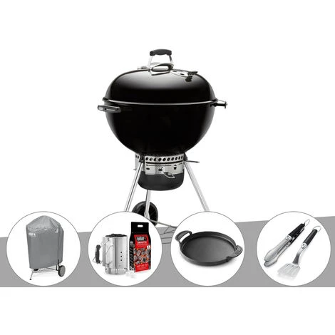 Barbecue Weber Master-Touch GBS 57 Cm Noir + Housse + Kit Cheminée + Plancha + Kit Ustensile - Noir