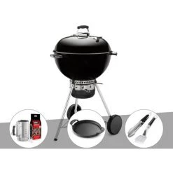 Barbecue Weber Master-Touch GBS 57 Cm Noir + Kit Cheminée + Plancha + Kit Ustensile - Noir