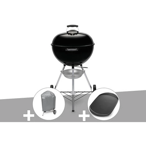 Barbecue à Charbon Weber Original Kettle 57 Cm + Housse + Plancha - Noir