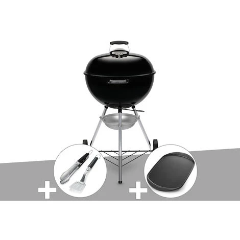 Barbecue à Charbon Weber Original Kettle 57 Cm + Kit Ustensile + Plancha - Noir