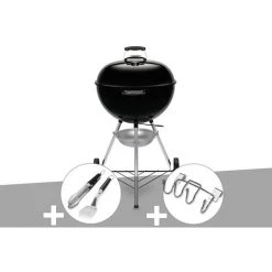 Barbecue à Charbon Weber Original Kettle 57 Cm + Kit Ustensile + Support Accessoires - Noir