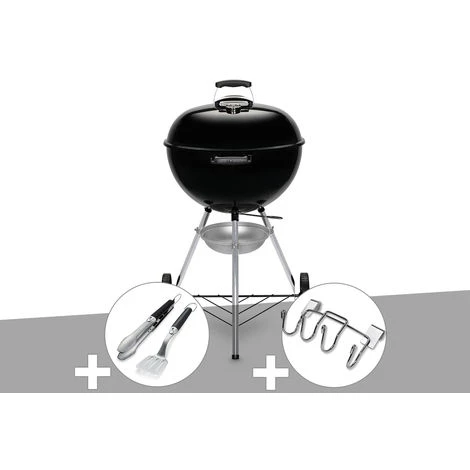 Barbecue à Charbon Weber Original Kettle 57 Cm + Kit Ustensile + Support Accessoires - Noir