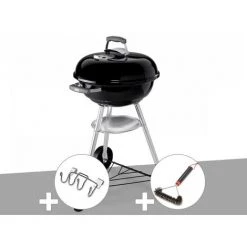 Barbecue Weber Compact Kettle 47 Cm + Support Accessoires + Brosse - Noir