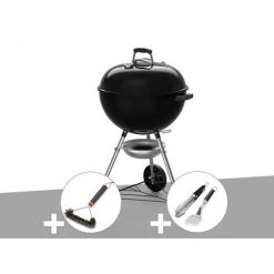 Barbecue à Charbon Weber Original Kettle E-5710 57 Cm + Brosse + Kit Ustensiles - Noir