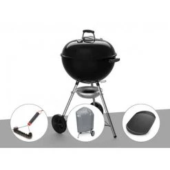 Barbecue à Charbon Weber Original Kettle E-5710 57 Cm + Brosse + Housse + Plancha - Noir