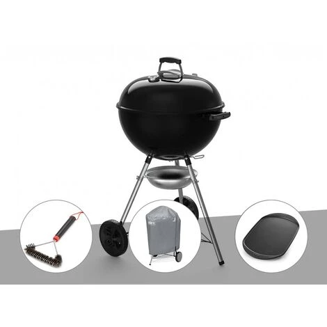 Barbecue à Charbon Weber Original Kettle E-5710 57 Cm + Brosse + Housse + Plancha - Noir
