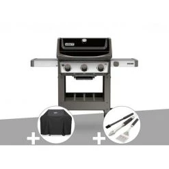 Barbecue Gaz Weber Spirit II E-310 + Plancha + Housse + Kit Ustensiles 3 Pièces Better - Noir