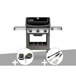 Barbecue Gaz Weber Spirit II E-310 + Plancha + Thermomètre IGrill 3 + Kit Ustensiles 3 Pièces Better - Noir