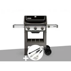 Barbecue Gaz Weber Spirit II E-310 + Plancha + Kit Ustensiles 3 Pièces Better - Noir
