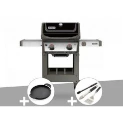 Barbecue Gaz Weber Spirit II E-210 GBS + Plancha + Kit Ustensiles 3 Pièces Better - Gris