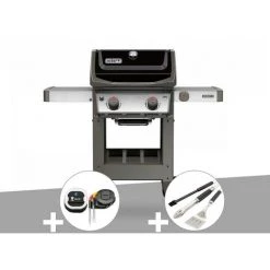 Barbecue Gaz Weber Spirit II E-210 GBS + Thermomètre IGrill 3 + Kit Ustensiles 3 Pièces Better - Gris