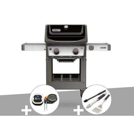 Barbecue Gaz Weber Spirit II E-210 GBS + Thermomètre IGrill 3 + Kit Ustensiles 3 Pièces Better - Gris