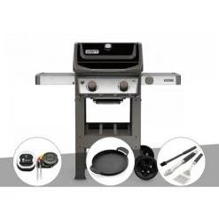 Barbecue Gaz Weber Spirit II E-210 GBS + Thermomètre IGrill 3 + Plancha + Kit Ustensiles 3 Pièces Better - Gris