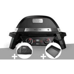 Barbecue électrique Weber Pulse 2000 + Kit Ustensiles 3 Pièces Better + Plancha