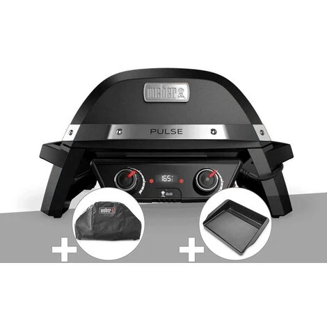 Barbecue électrique Weber Pulse 2000 + Kit Ustensiles 3 Pièces Better + Plancha