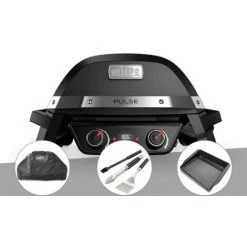 Barbecue électrique Weber Pulse 2000 + Housse + Kit Ustensiles 3 Pièces Better + Plancha