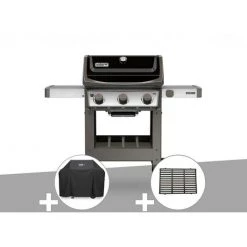 Barbecue Gaz Weber Spirit II E-310 + Plancha + Housse + 1/2 Grille De Cuisson - Noir