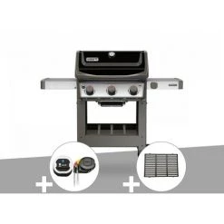 Barbecue Gaz Weber Spirit II E-310 + Plancha + Thermomètre IGrill 3 + 1/2 Grille De Cuisson - Noir