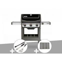 Barbecue Gaz Weber Spirit II E-310 + Plancha + Kit Ustensiles 3 Pièces Better + 1/2 Grille De Cuisson - Noir