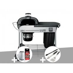 Barbecue à Charbon Weber Performer Premium GBS 57 Cm Noir + Kit Cheminée + Kit Ustensiles 3 Pièces Better - Noir