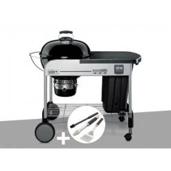 Barbecue à Charbon Weber Performer Premium GBS 57 Cm Noir + Kit Ustensiles 3 Pièces Better - Noir