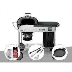 Barbecue à Charbon Weber Performer Premium GBS 57 Cm Noir + Kit Cheminée + Kit Ustensiles 3 Pièces Better + Plancha - Noir