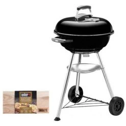 Pack Weber - Barbecue à Charbon Compact Kettle 47 Cm Noir - Un Lot De Planches à Fumer 2pcs