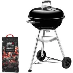 Pack Weber - Barbecue à Charbon Compact Kettle 47 Cm Noir - Un Sac De Charbon De Bois 5kg