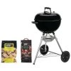 Pack WEBER Barbecue à Charbon Original Kettle E-5710 57cm Noir - Un Sac De Charbon - Morceaux De Bois De Fumage Pommier 1,5kg