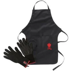 Pack Weber - Tablier Pour Barbecue Avec Sangle Ajustable - Une Paire De Gants Taille L-XL