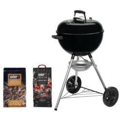 Pack WEBER Barbecue à Charbon Original Kettle E-5710 57cm Noir - Un Sac De Charbon - Un Mélange De Copeaux Whisky