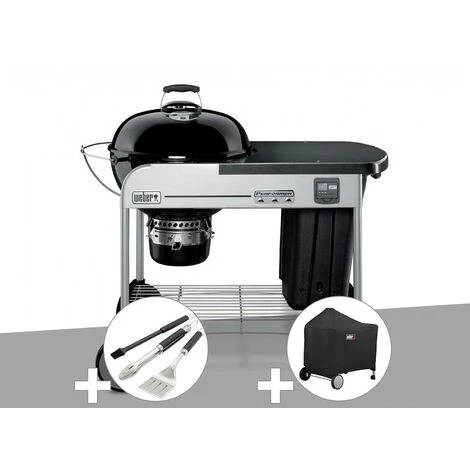 Barbecue à Charbon Weber Performer Premium GBS 57 Cm Noir + Kit Ustensiles 3 Pièces Better + Housse - Noir