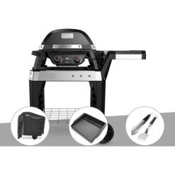 Barbecue électrique Weber Pulse 2000 Sur Chariot Avec Housse + Plancha + Kit 2 Ustensiles