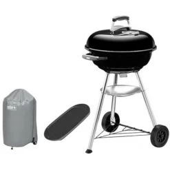 Pack WEBER Barbecue à Charbon Original Kettle E-5710 57cm Noir - Une Housse De Protection Imperméable - Une Plancha 40x22cm