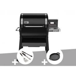 Barbecue à Pellets Weber Smokefire EX4 GBS + Kit 3 Ustensiles + Plancha - Noir