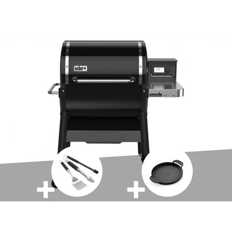 Barbecue à Pellets Weber Smokefire EX4 GBS + Kit 3 Ustensiles + Plancha - Noir