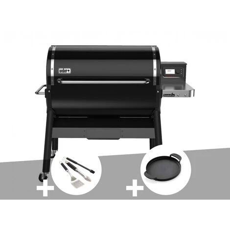 Barbecue à Pellets Weber Smokefire EX6 GBS + Kit 3 Ustensiles + Plancha - Noir