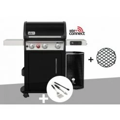 Barbecue à Gaz Intelligent Weber Spirit EPX-325S GBS + Kit 3 Ustensiles - Noir