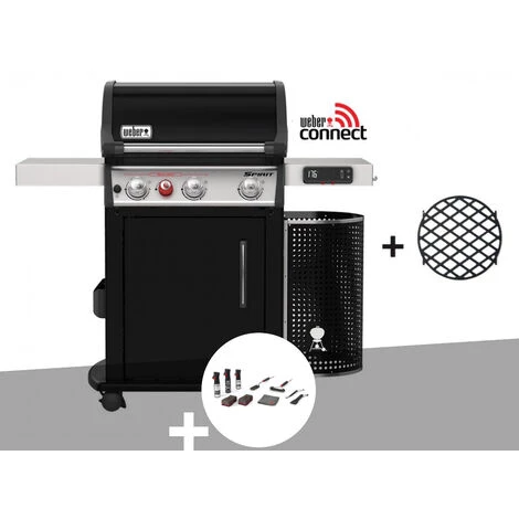 Barbecue à Gaz Intelligent Weber Spirit EPX-325S GBS + Kit De Nettoyage - Noir