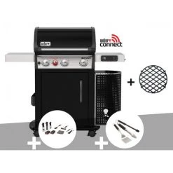 Barbecue à Gaz Intelligent Weber Spirit EPX-325S GBS + Kit De Nettoyage + Kit 3 Ustensiles - Noir
