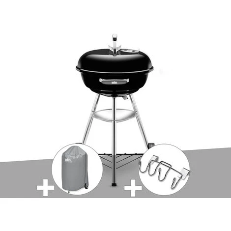 Barbecue Weber Compact Kettle 47 Cm + Housse + Support Accessoires - Noir