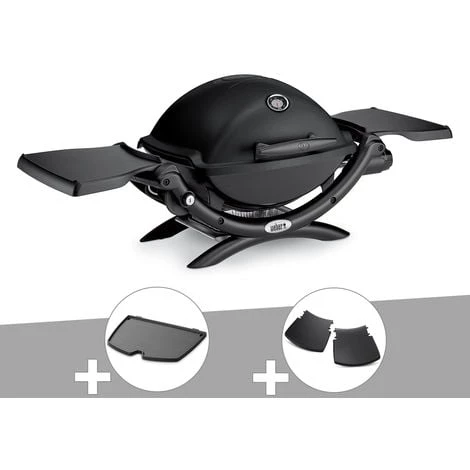 Barbecue Gaz Weber Q 1200 Noir + Plancha + Plan Travail - Noir